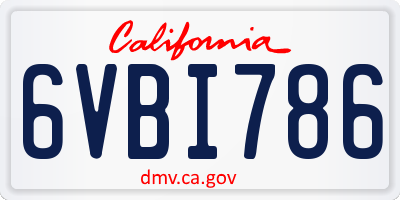 CA license plate 6VBI786