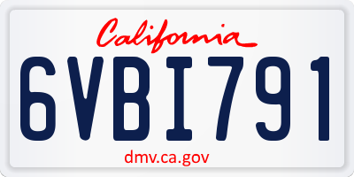 CA license plate 6VBI791