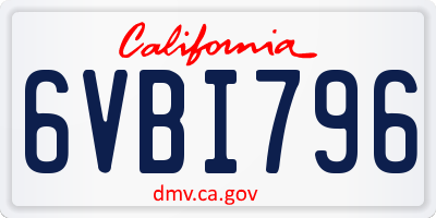 CA license plate 6VBI796