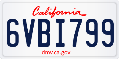 CA license plate 6VBI799