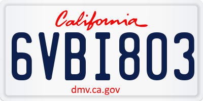 CA license plate 6VBI803