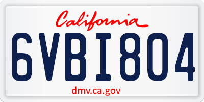 CA license plate 6VBI804
