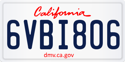 CA license plate 6VBI806