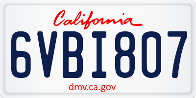 CA license plate 6VBI807