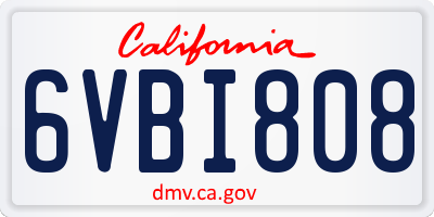 CA license plate 6VBI808