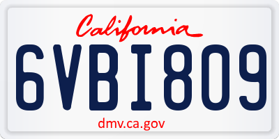 CA license plate 6VBI809