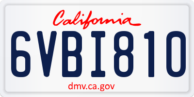 CA license plate 6VBI810