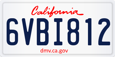 CA license plate 6VBI812