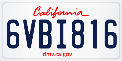CA license plate 6VBI816
