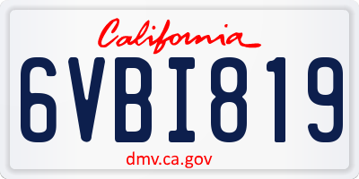 CA license plate 6VBI819