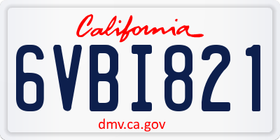 CA license plate 6VBI821