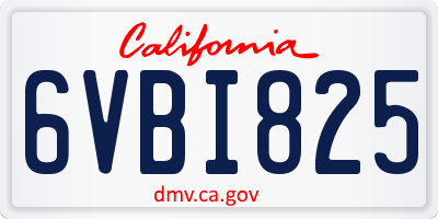 CA license plate 6VBI825