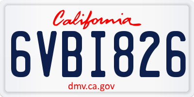 CA license plate 6VBI826