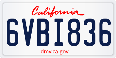 CA license plate 6VBI836