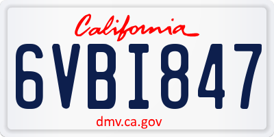 CA license plate 6VBI847