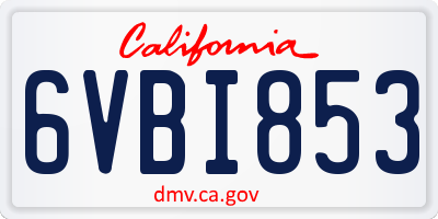 CA license plate 6VBI853
