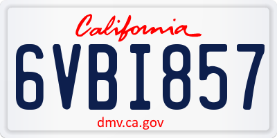 CA license plate 6VBI857