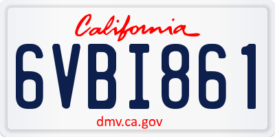 CA license plate 6VBI861