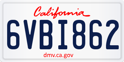 CA license plate 6VBI862