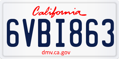 CA license plate 6VBI863
