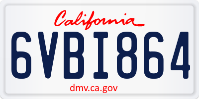 CA license plate 6VBI864