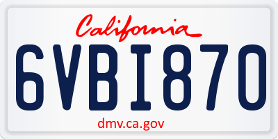 CA license plate 6VBI870