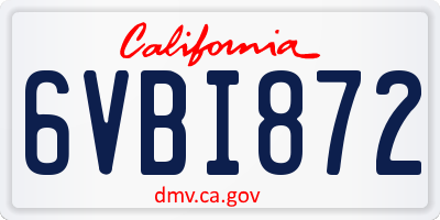 CA license plate 6VBI872