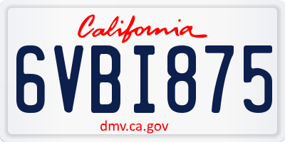 CA license plate 6VBI875