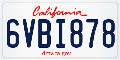 CA license plate 6VBI878