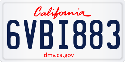 CA license plate 6VBI883