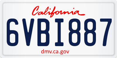 CA license plate 6VBI887