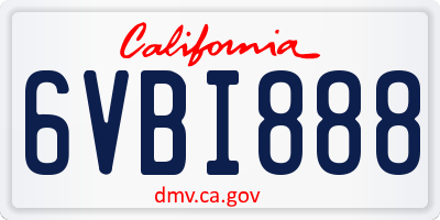 CA license plate 6VBI888
