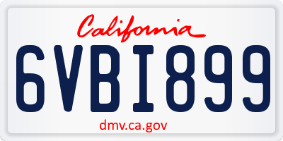 CA license plate 6VBI899
