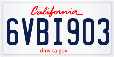 CA license plate 6VBI903