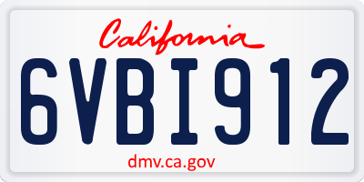 CA license plate 6VBI912