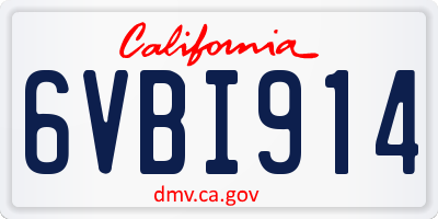 CA license plate 6VBI914