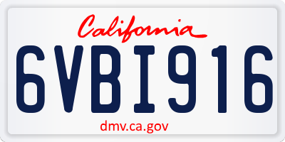 CA license plate 6VBI916
