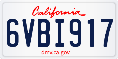 CA license plate 6VBI917