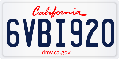 CA license plate 6VBI920