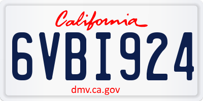 CA license plate 6VBI924