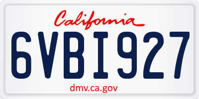 CA license plate 6VBI927