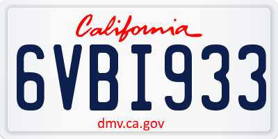 CA license plate 6VBI933
