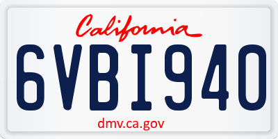 CA license plate 6VBI940