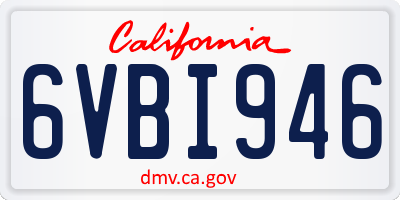 CA license plate 6VBI946