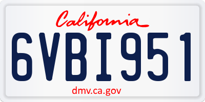 CA license plate 6VBI951
