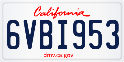 CA license plate 6VBI953