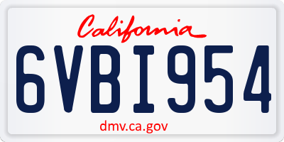 CA license plate 6VBI954