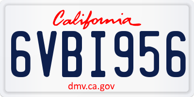 CA license plate 6VBI956