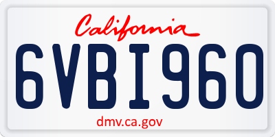 CA license plate 6VBI960
