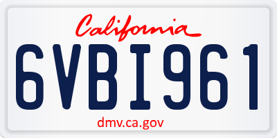 CA license plate 6VBI961